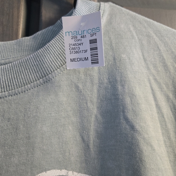 Maurices Light Blue Band Tee. Sz Medium NWT - Picture 2 of 2